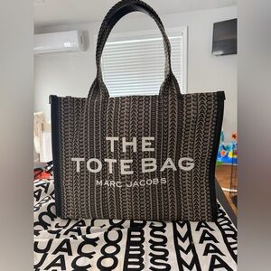 Marc Jacobs Black and Tan Logo The Tote Bag